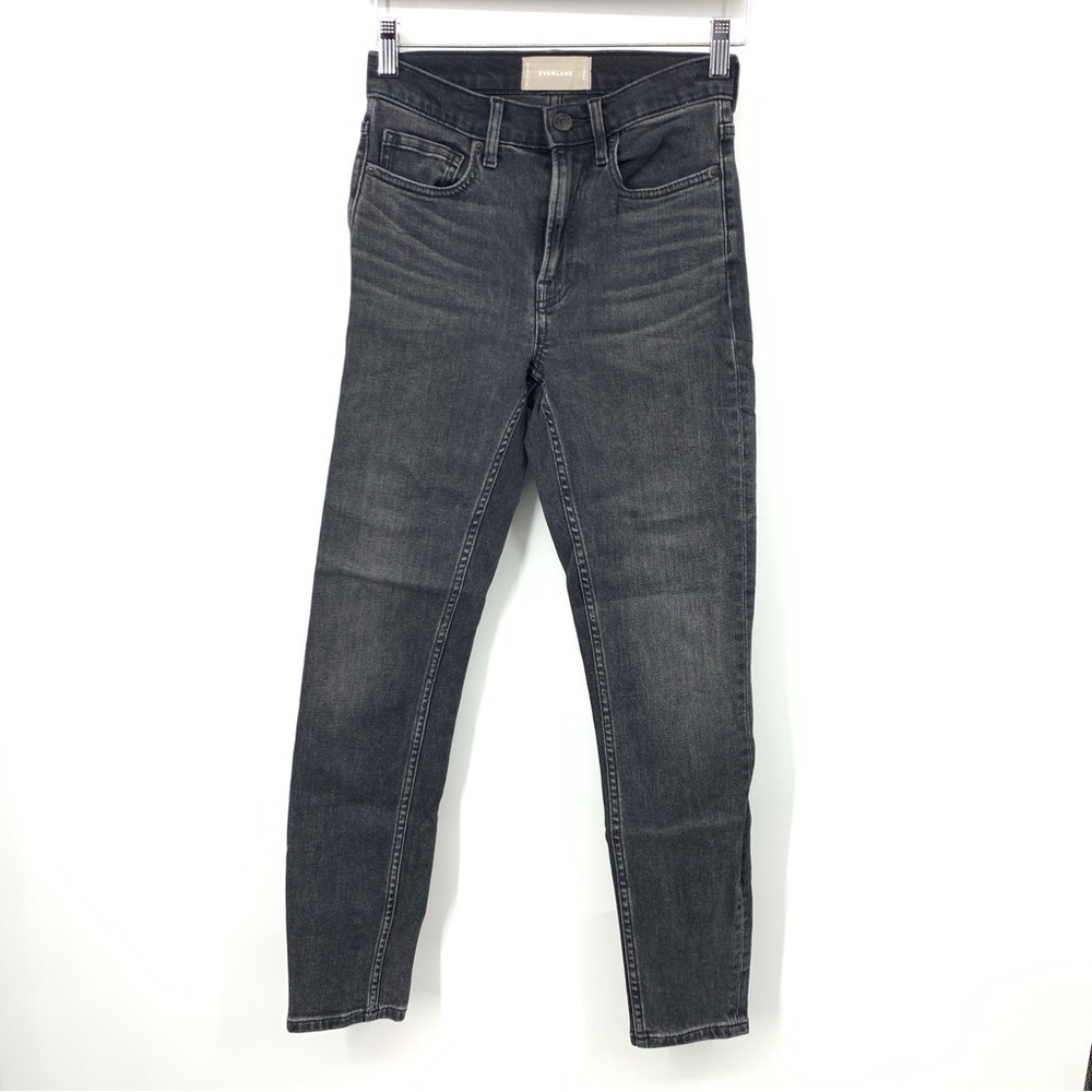 Everlane Women 24 Jeans Black Denim Pants Slim Skinny High Rise Cotton Stretch‎